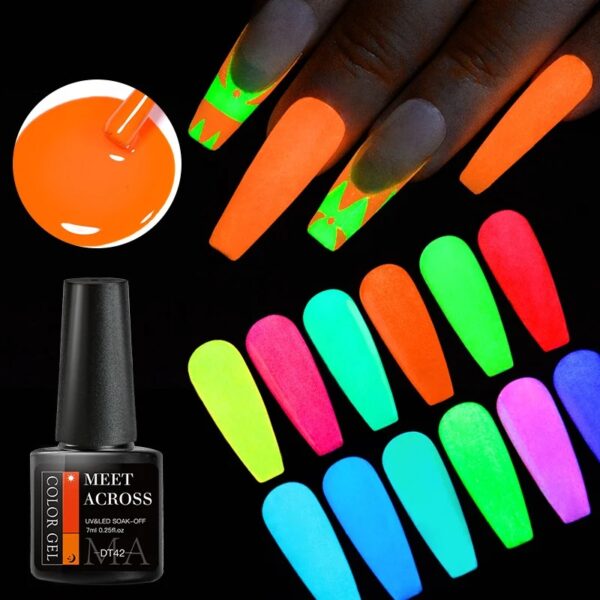 Dark Gel Nail Polish Neon Luminous Gel Vernis Semi Permanent Nail Art UV LED Varnish Design