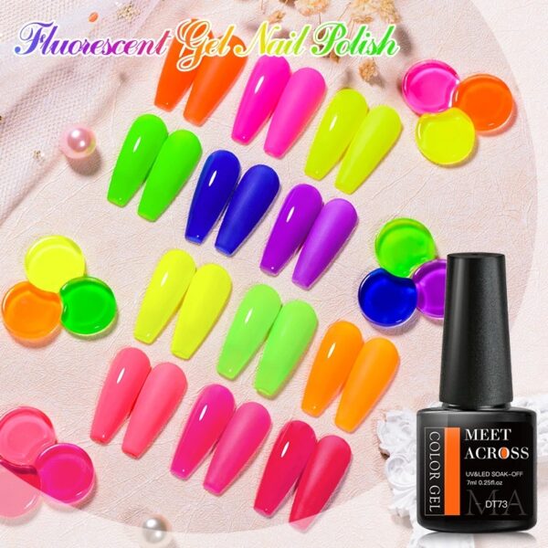 Gel Nail Polish Spring Summer Neon Semi Permanent Soak Off UV Gel Nail Art Base Matte Top