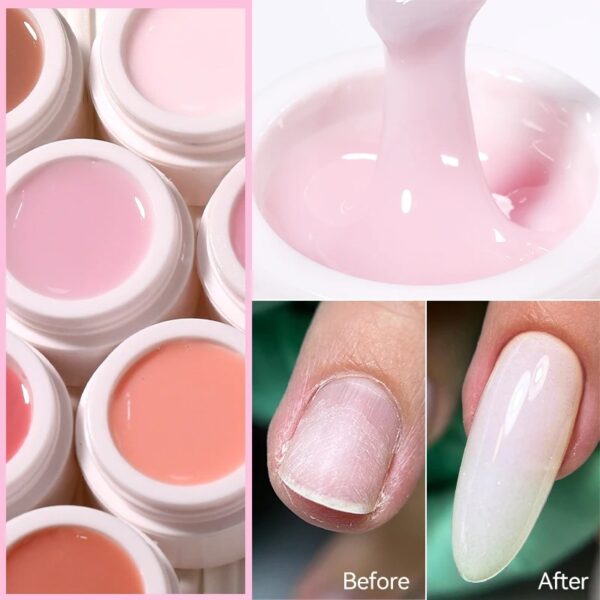Extension Nail Gel Polish Nails Finger Form Clear Nude Pink Nail Art Camouflage Hard Gel Acrylic Nail Manicur