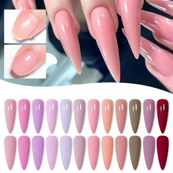 Natural Nude Rubber Base Gel Nail Polish Milky Pink White Glitter Semi Permanent Soak Off UV LED Nails Gel Varnish