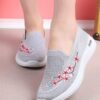 Women Sneakers Mesh Breathable Floral Comfort Mother Shoes Soft Solid Color Fashion Female Footwear Lightweight