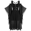 Gothic Style Long Dress Wide Hemline Irregular Splicing Women's Tank Top For Halloween Unique Fashion Statement Dress 1