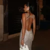 Party Dress Women Fashion Chic Backless Sleeveless Bodycon Gown Female Elegant Evening 2