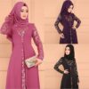 Summer Women'S Elegant Long Sleeved Patchwork Single Breasted Fake Two-Piece Long Dress Islamic Muslim Dress