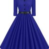 Dance Party Casual Dress Half Sleeve O Neck Elegant Autumn Slim Fit Big Swing Flare Runway Evening Dress