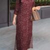 Women Fasihon Shirtdress Lapel Oversized Autumn Cotton Maxi Sundress Vintage Floral Print Sleeve Long Dresses