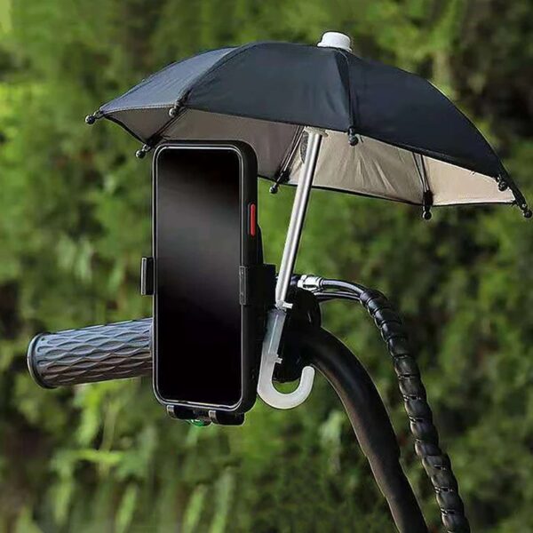Portable Mobile Phone Holder Mini Parasol Waterproof Riding Cell Phone Holder Sun Shade Decoration Riding Accessories