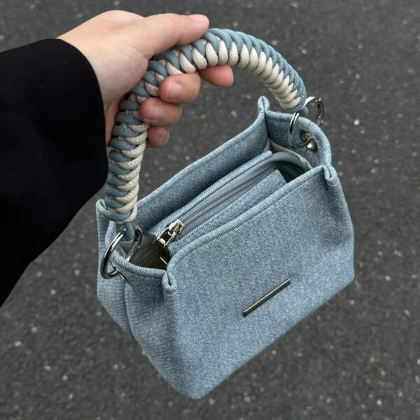 Box Bag Women's Commuter Chain Handbag Denim Bucket Bag Shoulder Crossbody Bag