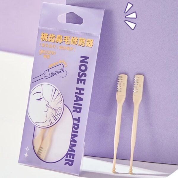 Toothed Design Nose Hair Trimmer Double-end Cleaning Nose Hair Trim Blade Clean The Ears Beige Nose Hair Shaver Scissors