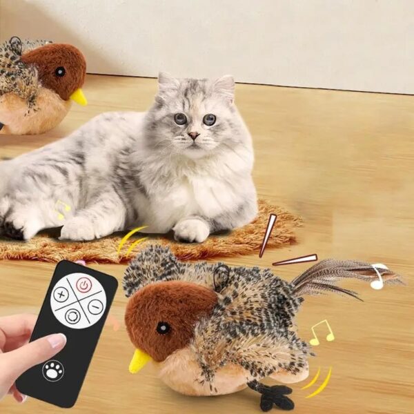 Flappy Bird Cat Toy Rechargeable Pet Cat Interactive Plush Toy Flapping Bird Toy Stimulate Hunting Instincts Remote Control USB