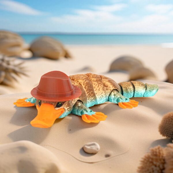 3D Printed Articulated Platypus Irritability Toy With Hat Joint Movable Office Pressure Relief Desktop Decoration
