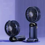 Handheld Mini Fan Foldable Portable Neck Hanging Fans Speed USB Rechargeable Fan with Phone Stand and Display Screen