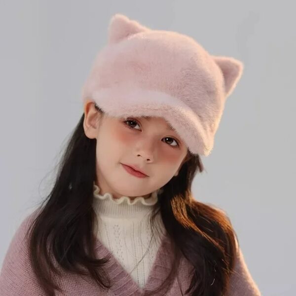 Children's Hat Autumn and Winter Thickened Baseball Hat Small Ears Baby Warm Plush Duck Tongue Hat Accessory