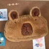 Cute Plush Capybara Pencil Storage Bag Cartoon Animal Pen Case Pen Bag Multifunction Large Capacity Stationery Pouch 1