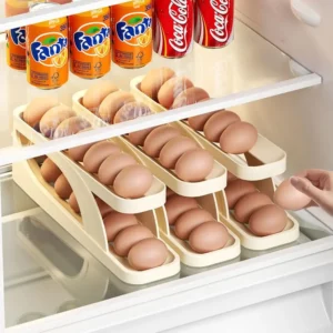 Automatic Rolling Double-layer Egg Dispenser, Egg Holder Dispenser for Refrigerator, Holds 15 Eggs, Space-Saving Egg Storage 4