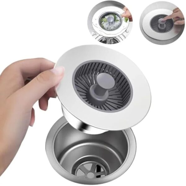 Kitchen Filter Sink  Up ABS Silver Plated Sink Strainer Drain Basket Stopping Blockage Bouncing Core Leak-proof Plug