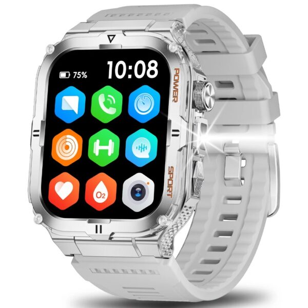 Men's Smartwatch, Bluetooth Call Tracker, Military Sports Waterproof Watch, Digital Fitness Tracker Smartwatch, LED Flashlight