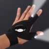 LED Half Finger Glove for Men Women Outdoor Waterproof Night Fishing Bait Cycling Running Flashlight Durable Fingerless Gloves
