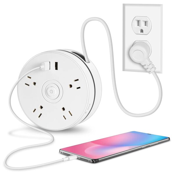 Strip Sockets Ports Pullable Ground Pin Overload Protection White Electrical Socket