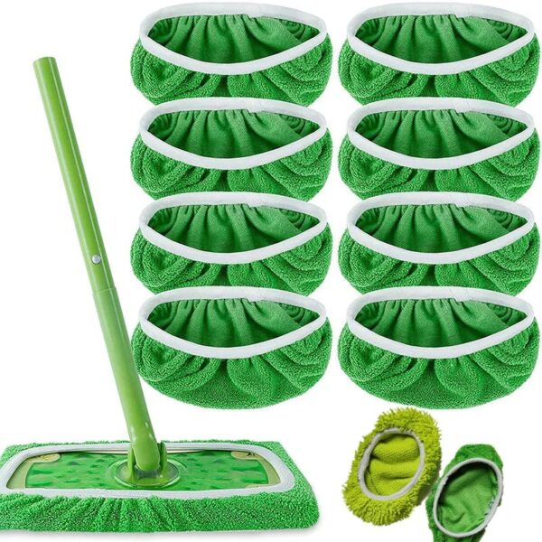 Microfiber Mop Cloth Absorbent Sponge Replacement Reusable Suitable for Swiffer Flat Mop Household Accessories Green