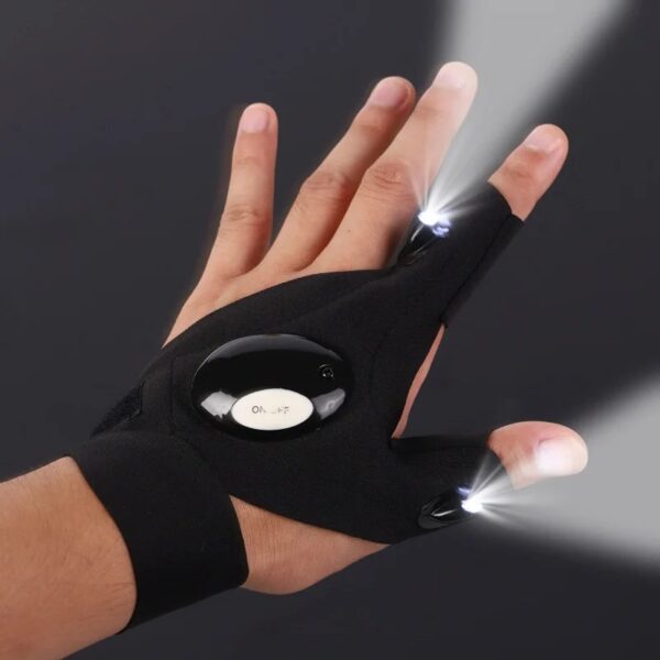 LED Half Finger Glove for Men Women Outdoor Waterproof Night Fishing Bait Cycling Running Flashlight Durable Fingerless Gloves