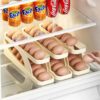 Automatic Rolling Double-layer Egg Dispenser, Egg Holder Dispenser for Refrigerator, Holds 15 Eggs, Space-Saving Egg Storage