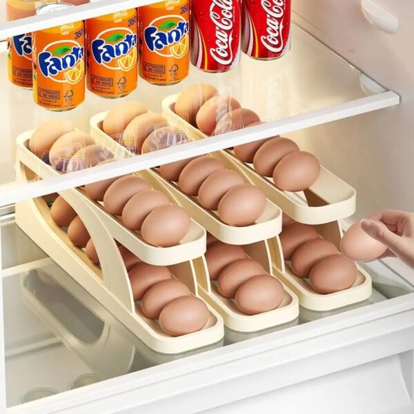 Automatic Rolling Double-layer Egg Dispenser, Egg Holder Dispenser for Refrigerator, Holds 15 Eggs, Space-Saving Egg Storage