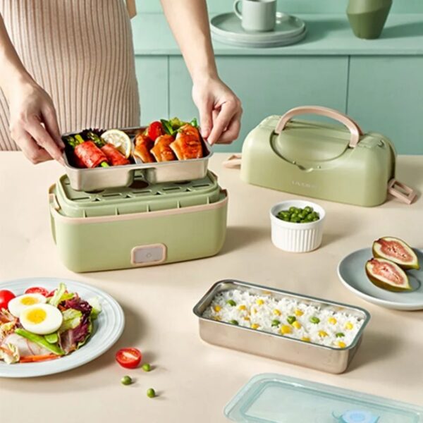 Portable Lunch Box Electric Food Box Double Layer Heating Food Rice Dishes Heater Container Food Warmer