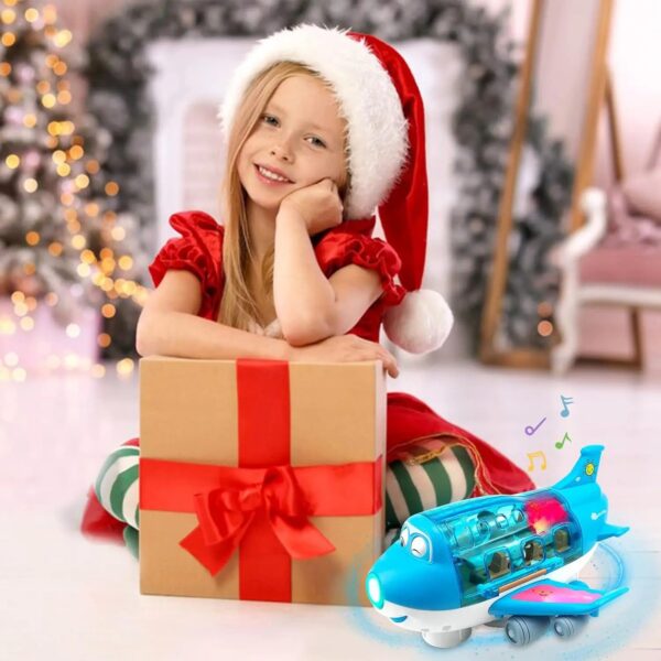 Airplane Toys for Toddlers, Plane Toys for Birthday, Infant Toy Bump and Go Action Air Plane with LED Flashing Lights & Sounds