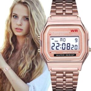 Electronic Watches Rose Gold Silver Watches Woman Men Watch Digital Display Retro Style Clock Men's Digital Wristwatches