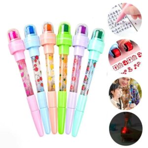With Light Bubbler Pen With Stamp Fidget Sensory Seal Roller Stamp Pen Writing Signing Bubble Blowing Pen Student