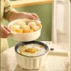 Mini Electric Cooker Versatile Easy To Clean Two Gear Fire Long Handle Non Stick Electric Hot Pot Plastic and Ceramic for Dorm