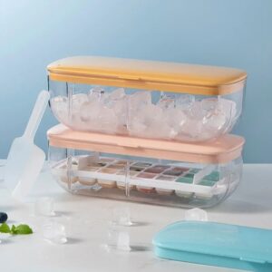 Ice Cube Tray with Storage Box Quick Demould Ice Cube Moulds Lazy Ice Maker for Cocktail Whiskey Bar Kithcen Tools Accessories