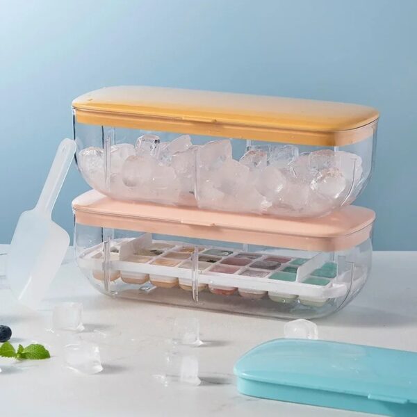 Ice Cube Tray with Storage Box Quick Demould Ice Cube Moulds Lazy Ice Maker for Cocktail Whiskey Bar Kithcen Tools Accessories