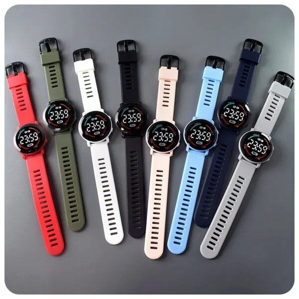 LED Luminous Sports Watch Fashion Round Waterproof Electronic Watch Men and Women Digital Clock