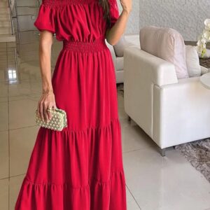 Women Dress Summer Fashion Green Boho Sexy Slash Neck Maxi Dress Elegant Casual Holiday Beach Party Dresses For Woman Robe