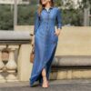 Autumn Elegant Women's Denim Dress Long Sleeve Buttons Shirt Long Dress Female Fashion New Elegant Casual Ladies Clothes