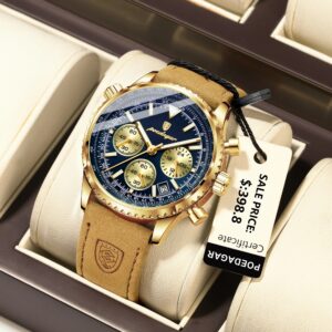 Luxury Man Watch Quartz Waterproof Luminous Date Chronograph Leather Men Wristwatch Military Sports Men's Watches
