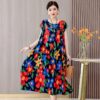 Fashion Arrival Casual Summer Dress For Women Print Loose O-Neck Cotton Women Clothing Dresses Plus