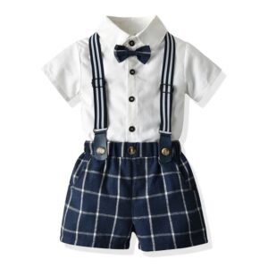Toddler Boys Clothing Set Spring Summer Children Formal Shirt Tops+Suspender Shorts Suit Kids Wedding Outfits