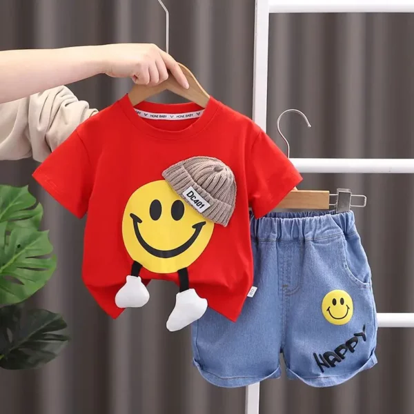 Children Suit Girl Summer Wear Boy baby Short sleeve + pants Boys' Clothes Foreign style Korean version handsome