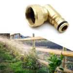 Brass Angled Tap Connector Elbow Female Rotating Hose Connector Outside Tap Connector for Hose Pipe Garden