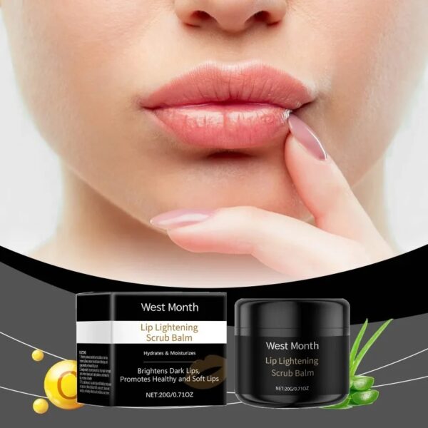 Lip Lightening Scrub Balm Brightening Long-Lasting Moisturizing Nourishing Exfoliating Dead Skin Makeup Reduce Lips Fine Lines