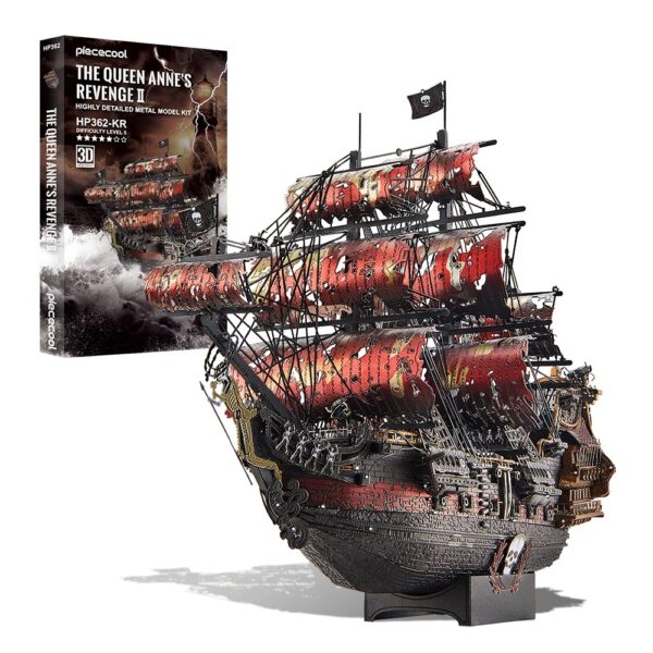 3D Puzzles The Queen Anne's Revenge Pirate Ship Metal Model Building Blocks 3D Boat Jigsaw