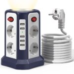 Position Smart Socket Tower with 5 USB Ports Multi-function Expansion and Individual Switch Control for Home and Office