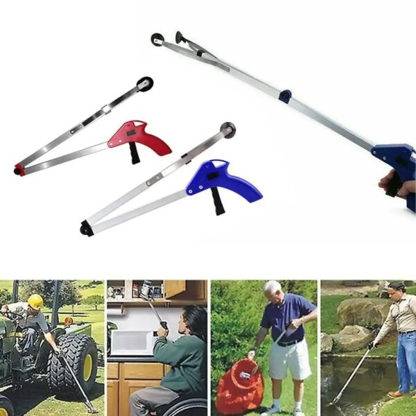 Household Garbage Picker Folding Alloy Clip Trash Grabber for Garden Leaves Waste Pick Up