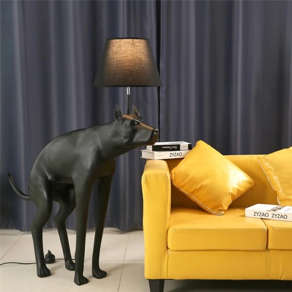 Simple Art Resin Cloth Cover Big Dog LED Floor Lamp Living Room Hotel Club Animal Small Black Dog Table Lamp for Living Room
