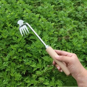 Stainless Steel Garden Weeder Sow Dibber Hand Tool Gardening Weeder shovel with Ergonomic Handle for Planting and Weeding Tool