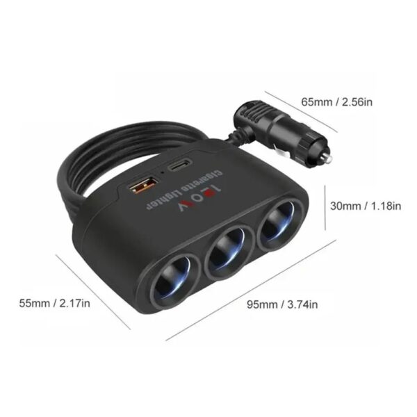 Car Charger Socket Cigarette Lighter Splitter Dual USB PD Car Power Conversion Plug Fast Charge Adapter For Phone