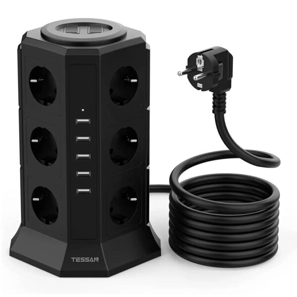 Tower Power Strip Multiple Socket with  USB Port Extension Cable Vertical Electric Socket Home